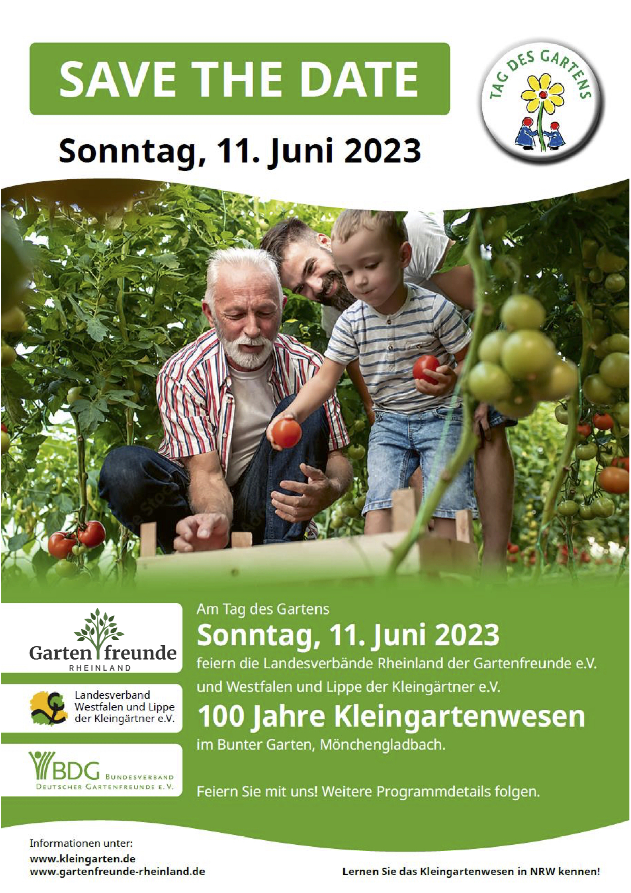 Handzettel Jubiläum und Tag des Gartens 2023